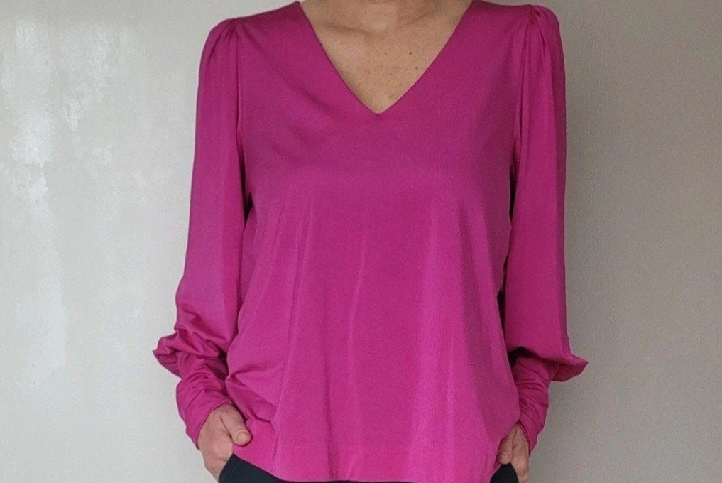 Studio Anneloes blouse XL Fuchsia roze Travelstof Top, Studio Anneloes, Verzenden, Maat 46/48 (XL) of groter, Zo goed als nieuw