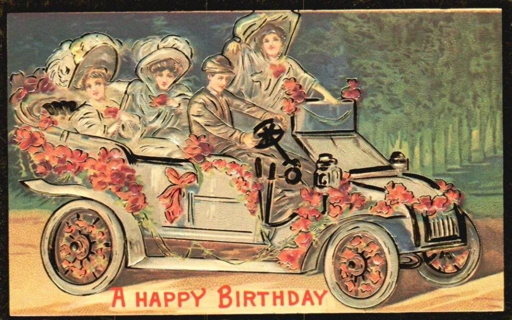 Happy Birthday, vintage-kaart in relief met goud op snee!, Ophalen, 1960 tot 1980, Ongelopen, Feest(dag)