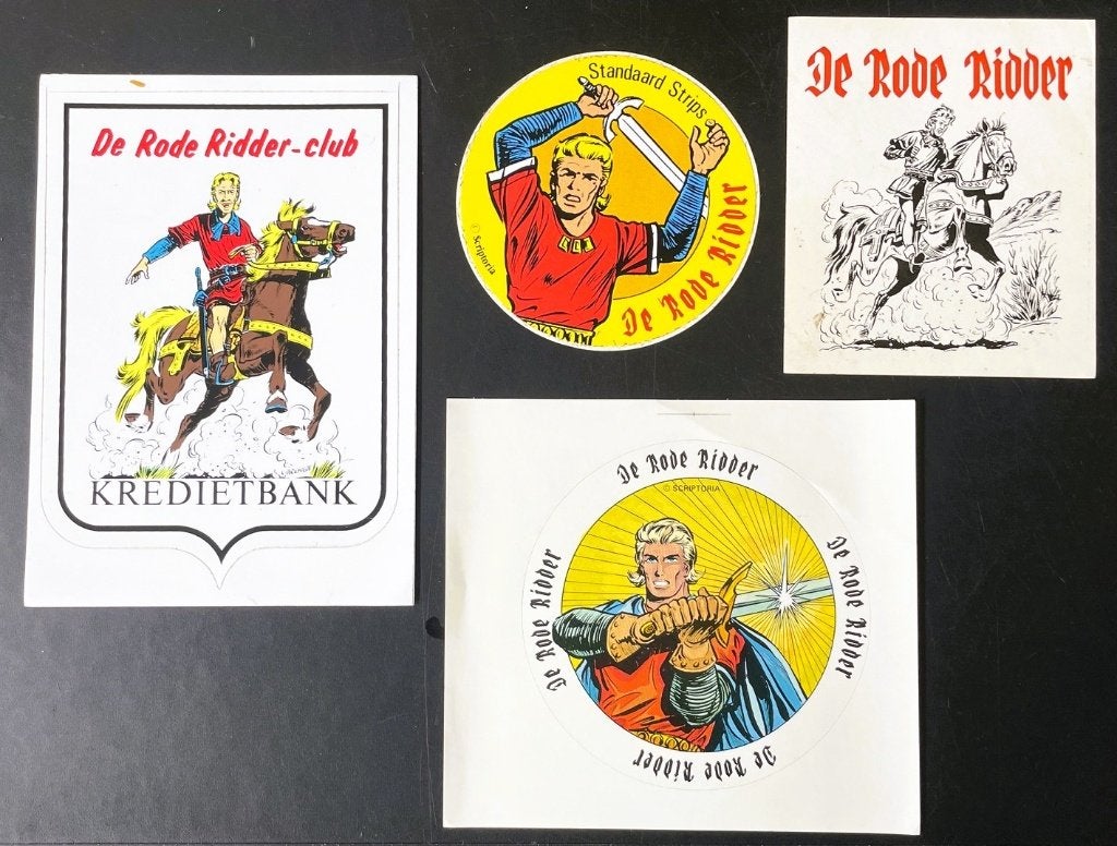 Rode Ridder - 4 vintage stickers - 1980's, Verzamelen, Verzenden, Overige figuren, Nieuw, Plaatje, Poster of Sticker