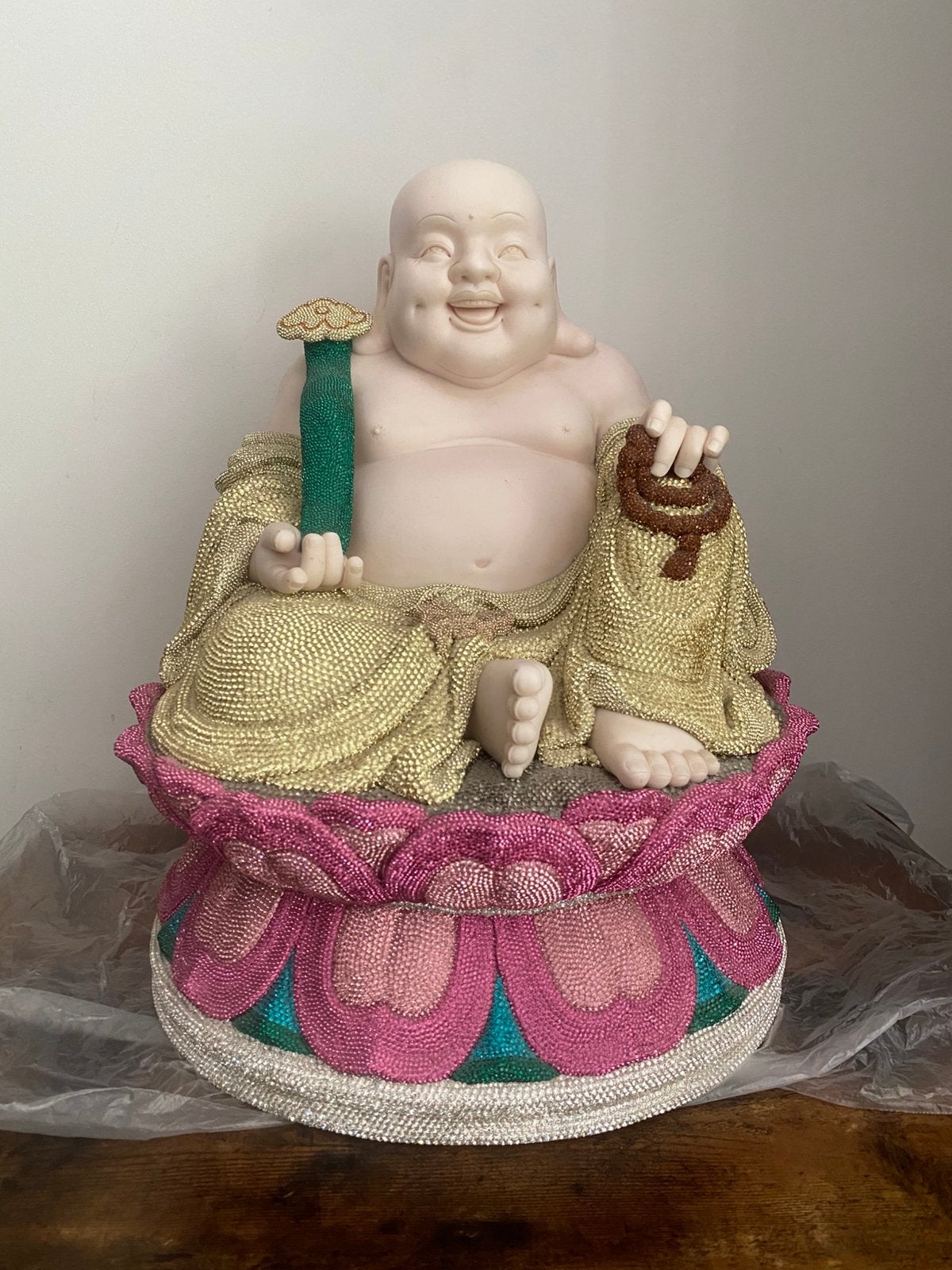 Buddha / boeddha beeld met swarovski stenen., Ophalen, Zo goed als nieuw