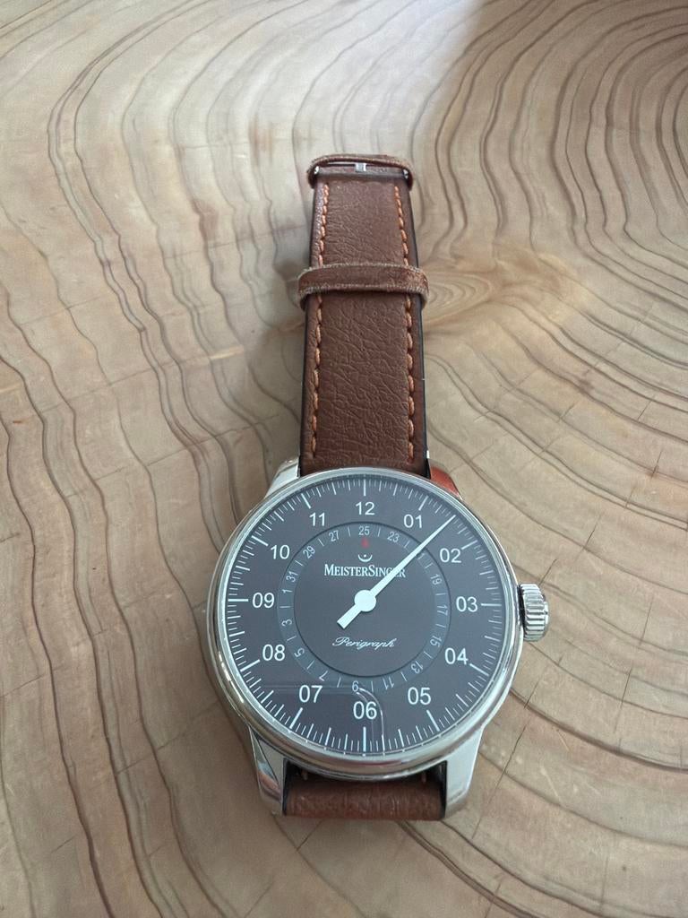 Meistersinger Perigraph - Stijlvol Heren Polshorloge, Sieraden, Tassen en Uiterlijk, Horloges | Heren, Overige merken, Leer, Staal