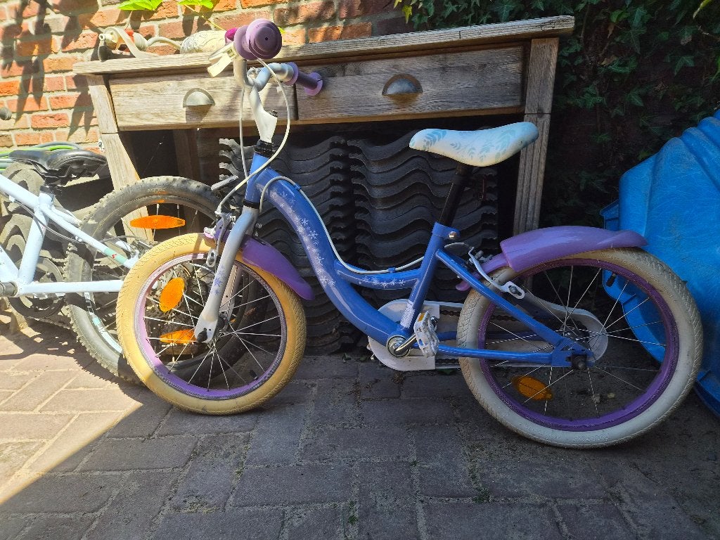 Kinderfiets meisje, Ophalen, Terugtraprem, Zijwieltjes, Gebruikt