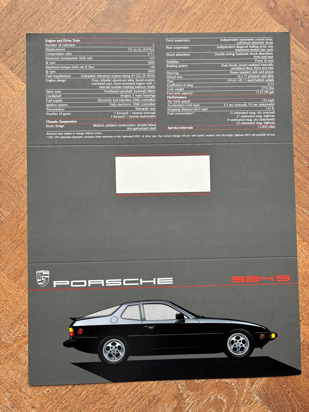 Porsche 924 S USA brochure 1987, Boeken, Verzenden, Zo goed als nieuw, Porsche