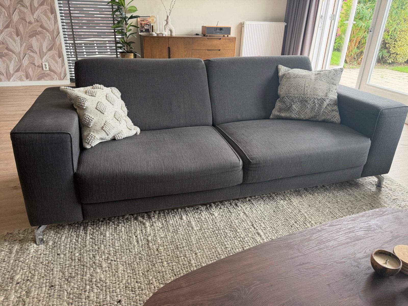 Montel bank 220x93cm, antraciet, Ophalen, Gebruikt, Driepersoons, 75 tot 100 cm