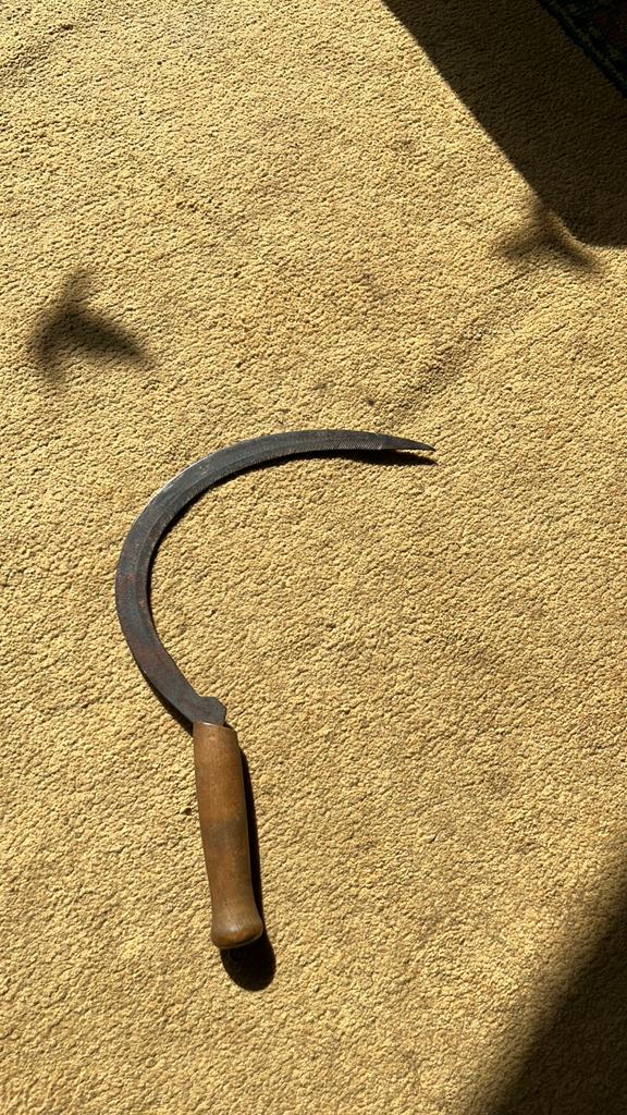 Oude sikkel met merkteken - 37,5 cm totaal, Antiek en Kunst, Antiek | Gereedschap en Instrumenten, Ophalen