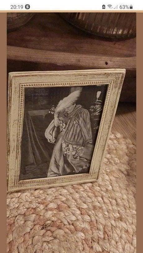 VINTAGE FOTOLIJSTJE  lijst  creme tinten gekleurd metaal, Antiek en Kunst, Curiosa en Brocante, Ophalen of Verzenden