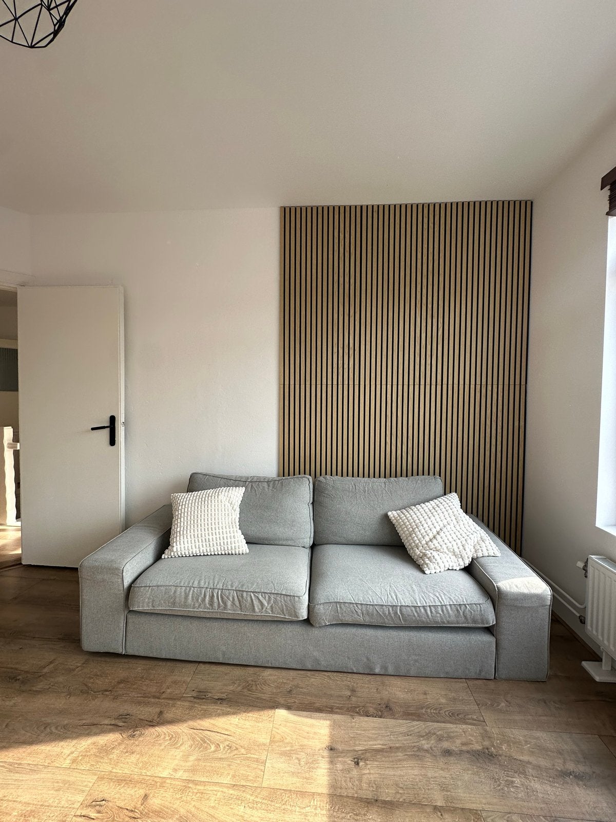 driezitsbank in lichtgrijs, Huis en Inrichting, Ophalen, Gebruikt, Driepersoons, 75 tot 100 cm