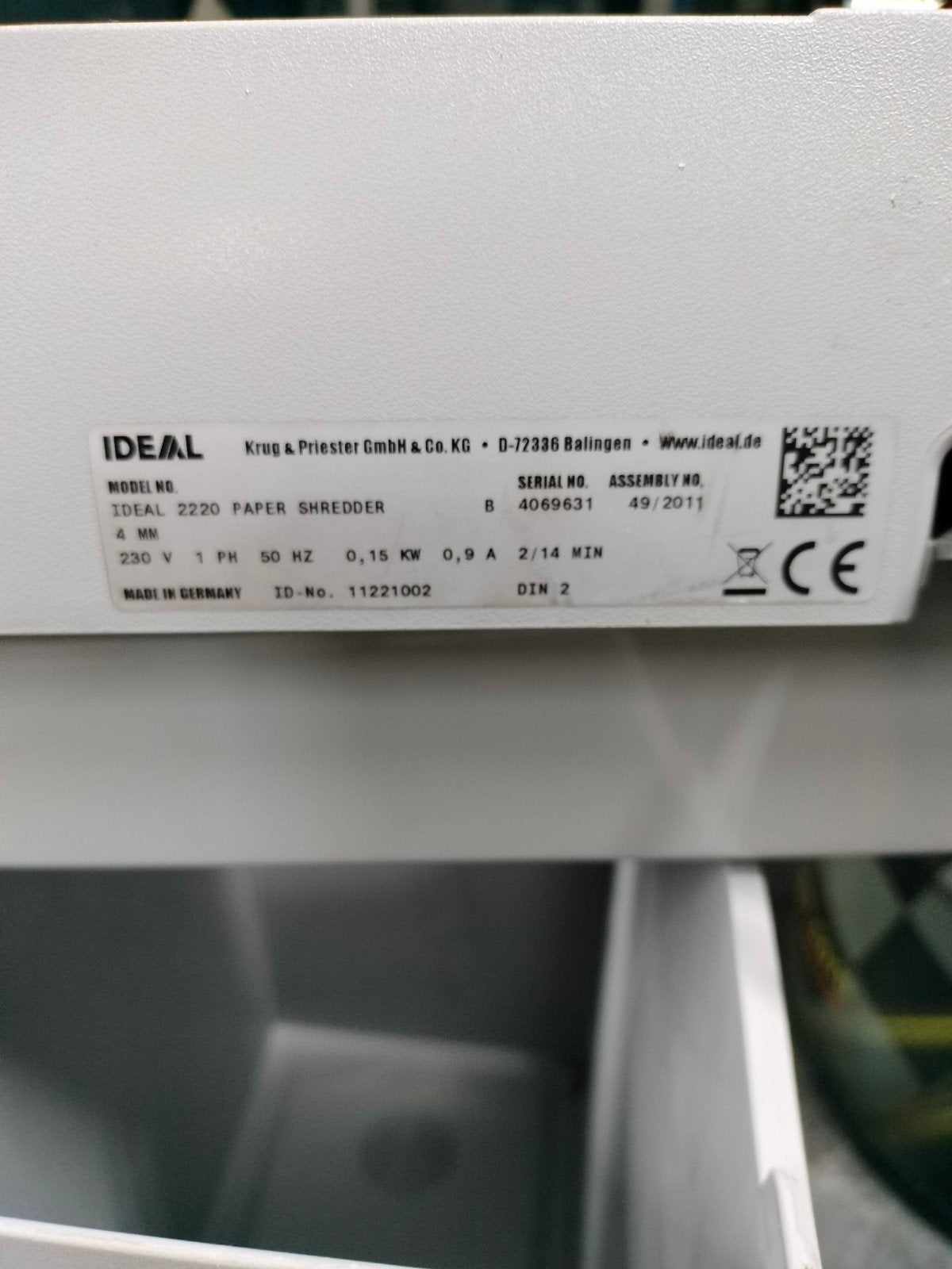 IDEAL 2220 papiervernietiger - Perfect voor kantoor, Ophalen of Verzenden, Gebruikt