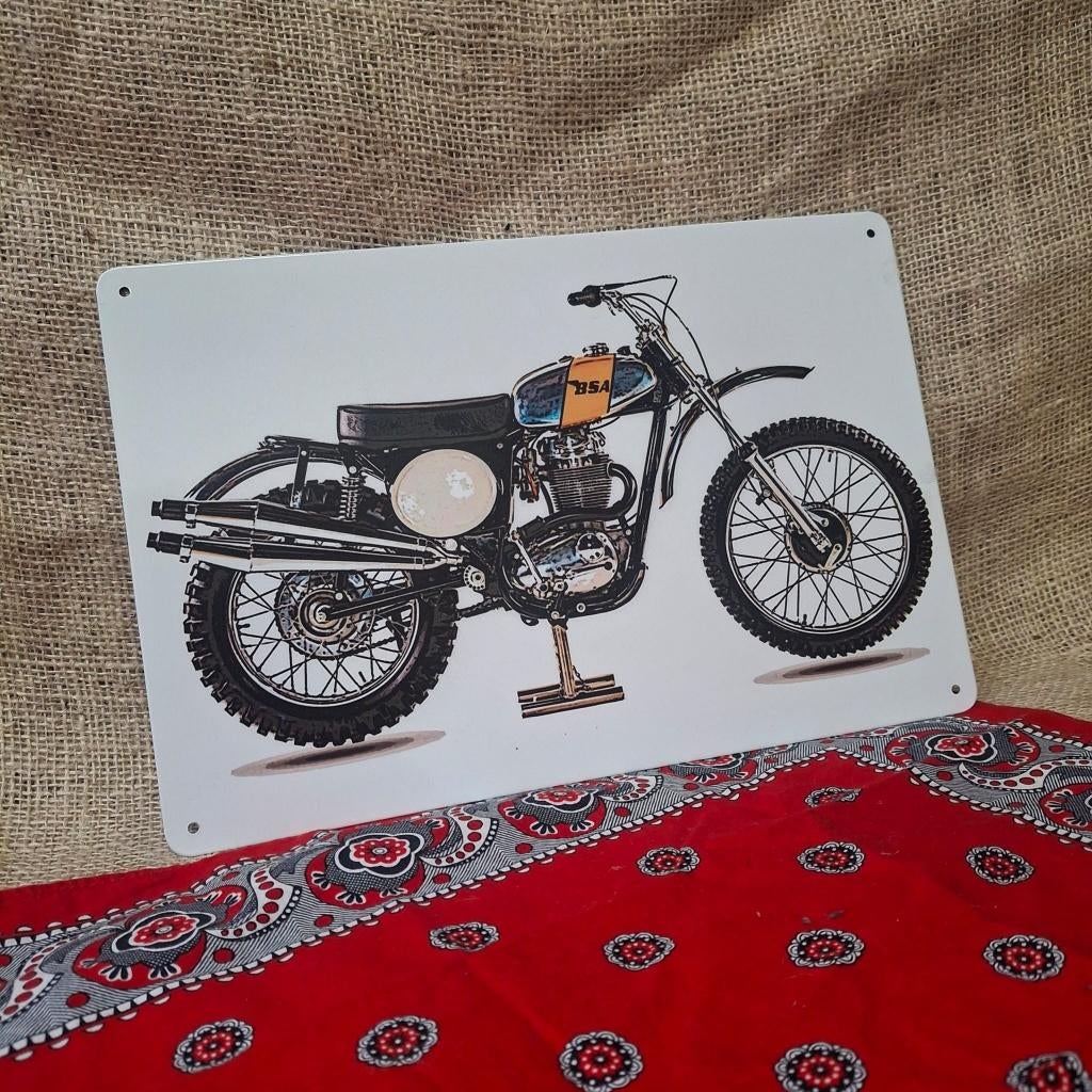 BSA Motorcycle B50 1974 Metalen wandplaat, Metaal, Met ophangsysteem, Nieuw, Ophalen of Verzenden