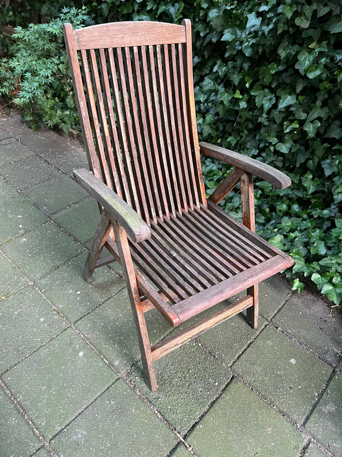 Teakhouten tuinset 4 persoons met uitschuifbare tafel, Ophalen, 4 zitplaatsen, Gebruikt, Eettafel
