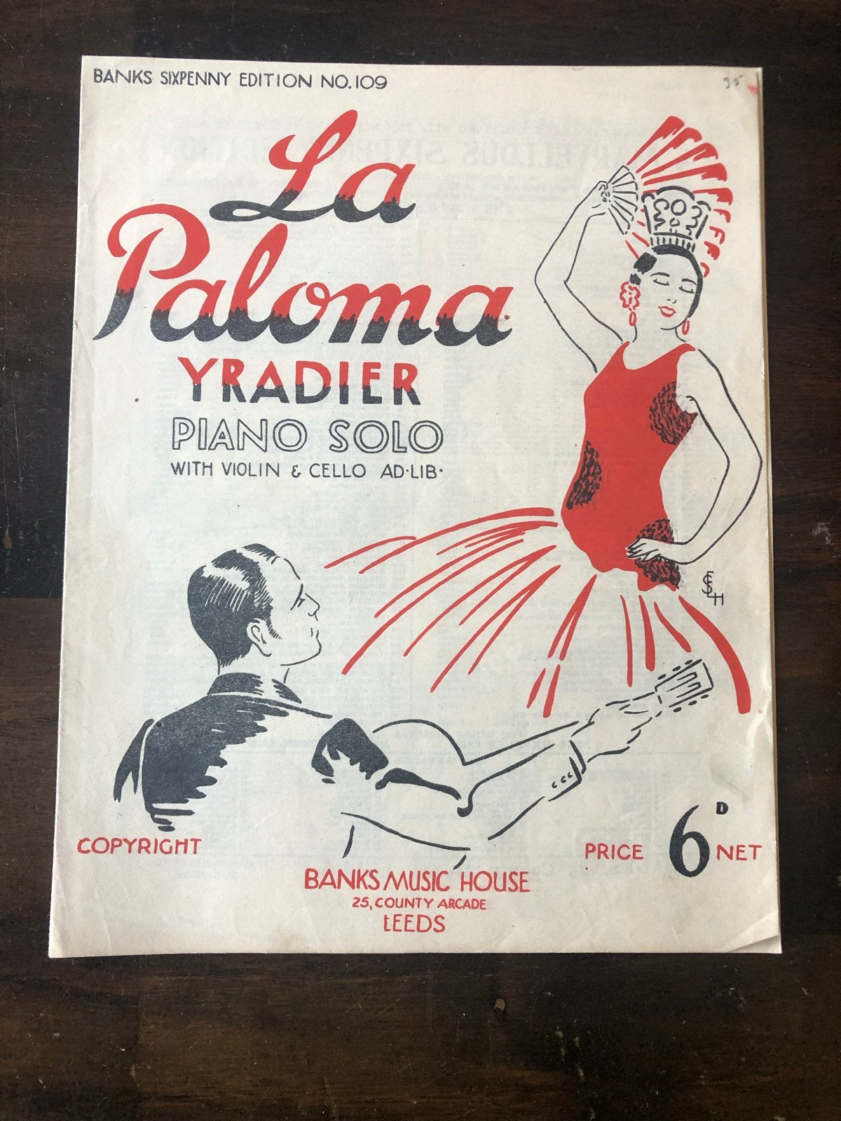 Bladmuziek: La Paloma Piano, Viool, Cello, Muziek en Instrumenten, Bladmuziek, Klassiek, Ophalen of Verzenden, Zo goed als nieuw