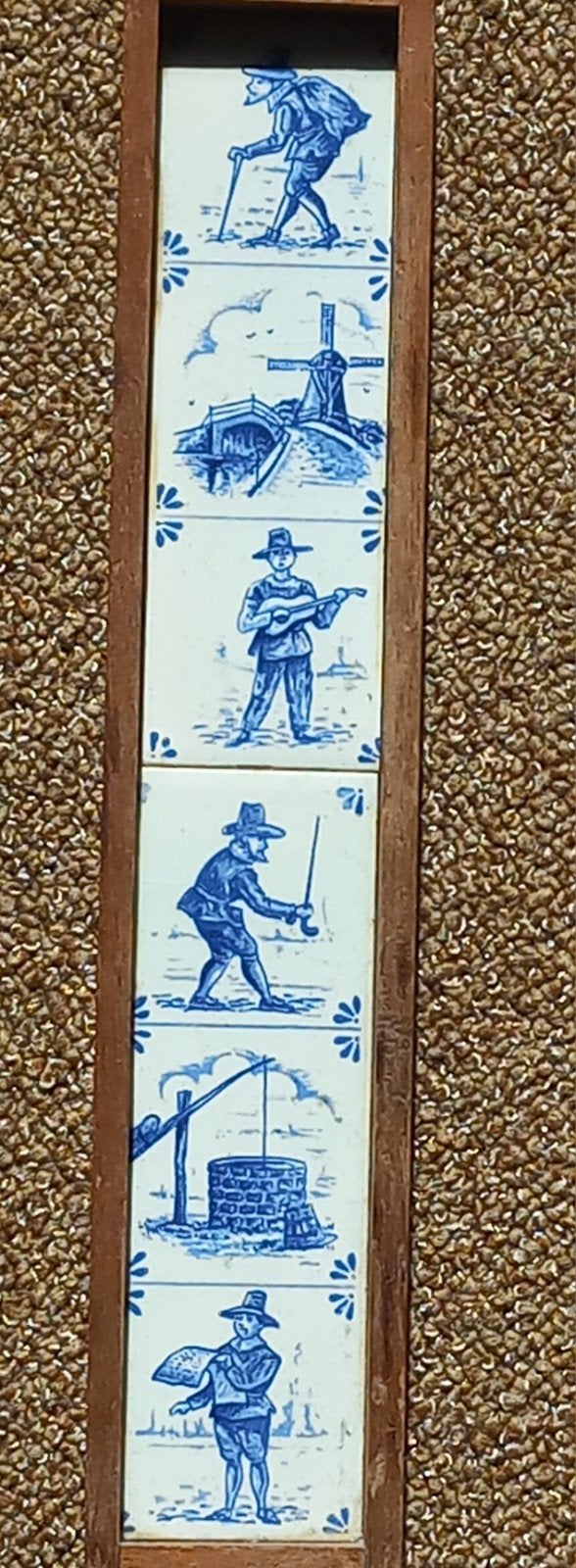 Delfts blauw tegeltableau met Hollandse taferelen, Ophalen of Verzenden