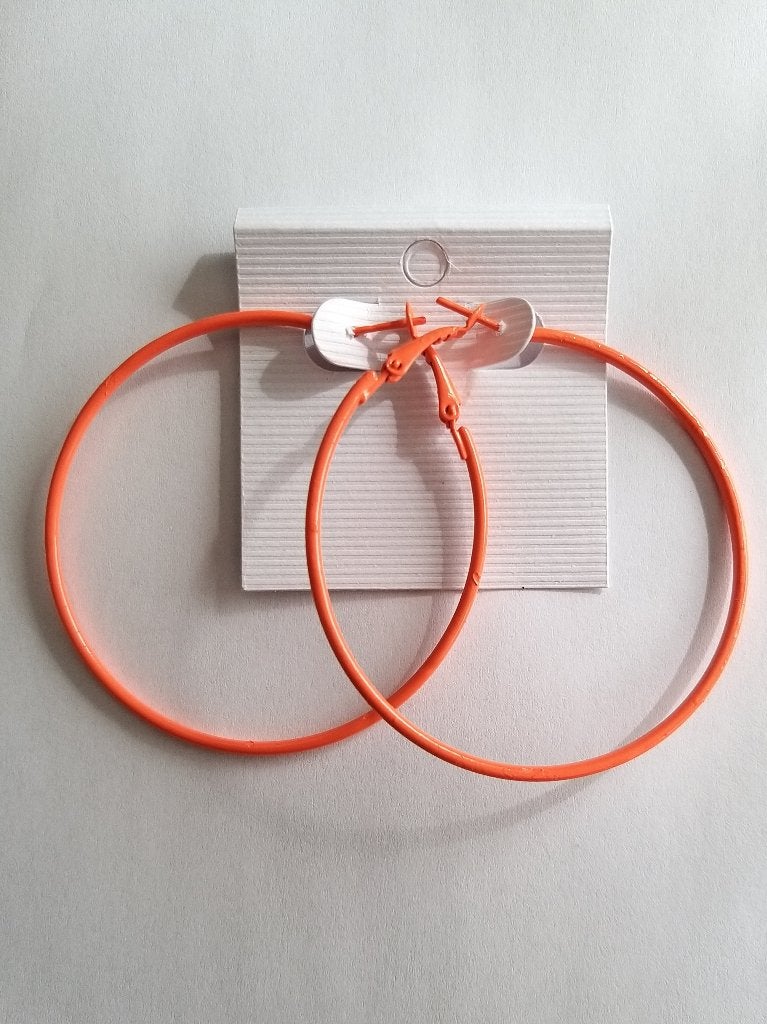 Neon oranje creolen steker oorbellen, Sieraden, Tassen en Uiterlijk, Oorbellen, Overige materialen, Nieuw, Oranje, Ophalen of Verzenden