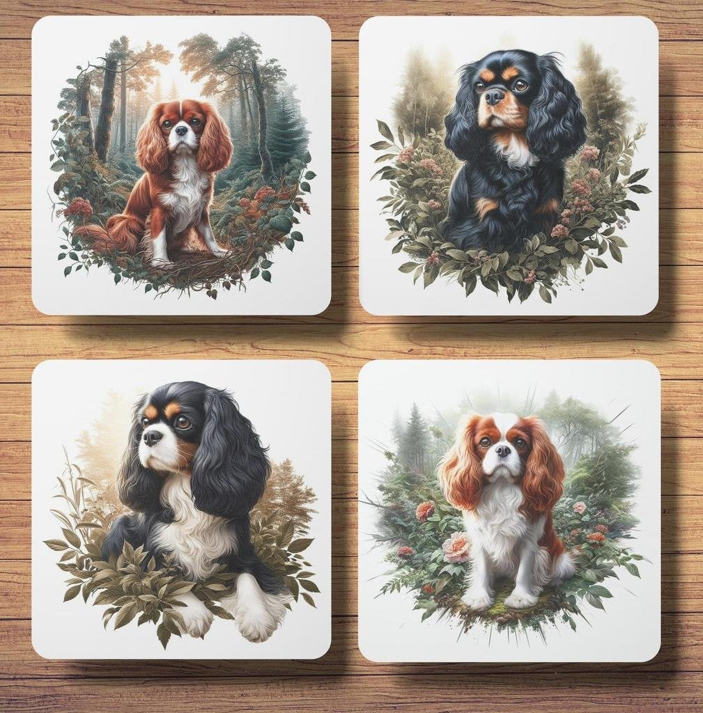 Cavalier King Charles Bos onderzetters met houder, Ophalen of Verzenden, Nieuw