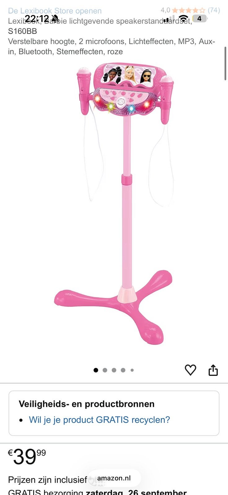 Barbie karaoke set Nieuw!, Kinderen en Baby's, Ophalen, Zo goed als nieuw, 6 jaar of ouder