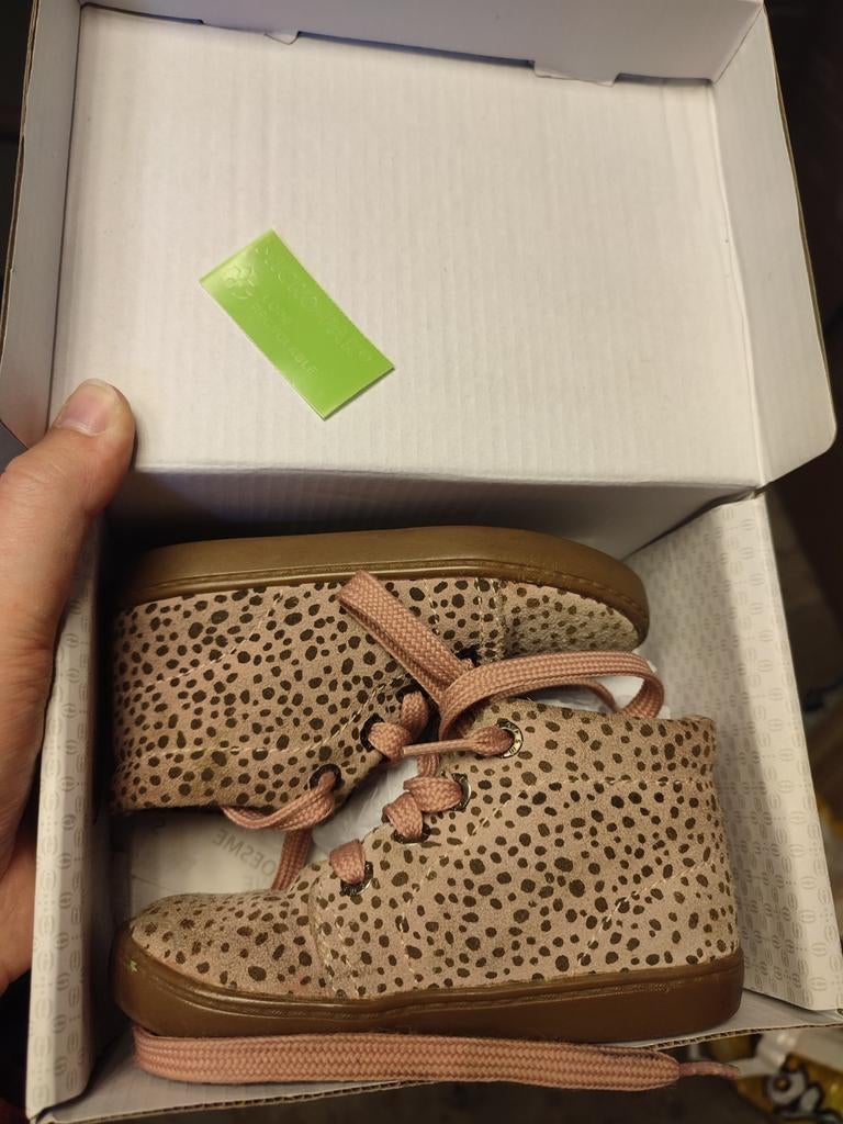 Leopardprint babyschoentjes - Maat 24, Barefoot, Meisje, Ophalen of Verzenden, Onbekend, Gebruikt