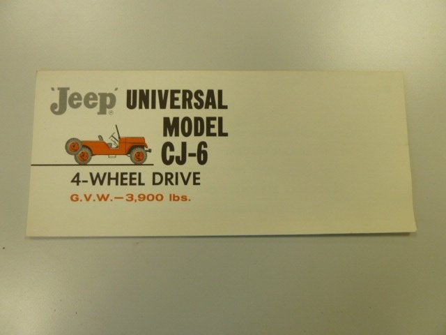 1959 Jeep Universal Model CJ-6 4-Wheel Drive Brochure USA, Ophalen of Verzenden, Gelezen, Overige merken