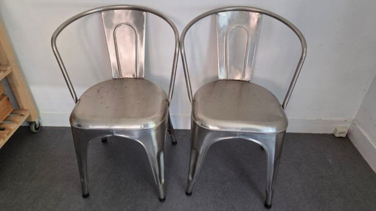 4x Tolix retro stoel - Metaal - Gebruikt, Ophalen, Overige kleuren, Metaal, Vijf, Zes of meer stoelen