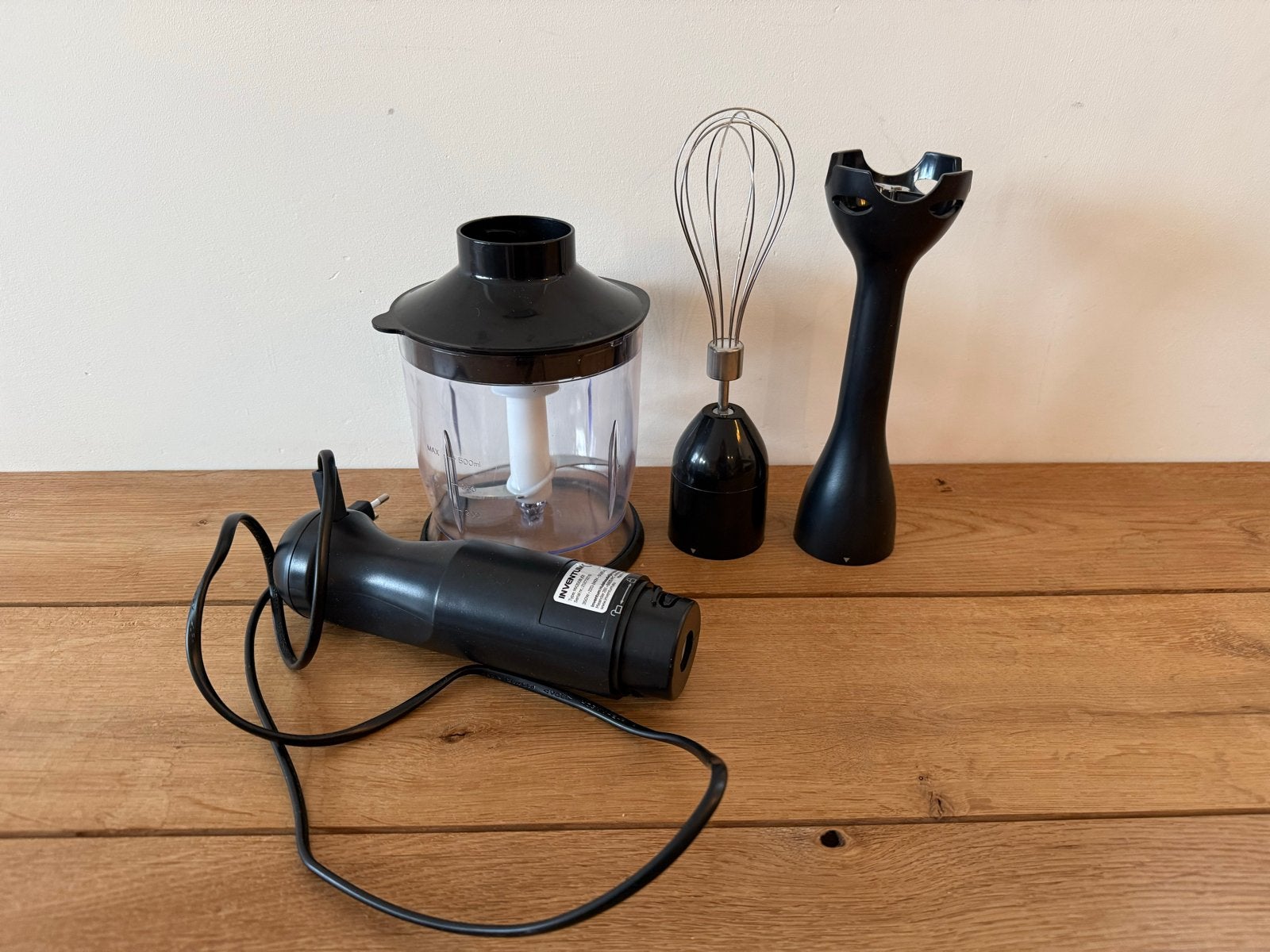 Inventum staafmixer met hakmolen en garde, Ophalen, Gebruikt, 2 snelheden, Vaatwasserbestendig