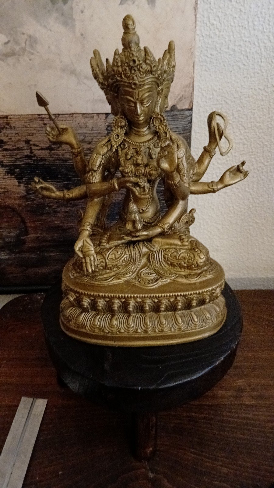 Boudha met 6 armen en. drie gezichten, Ophalen of Verzenden, Koper