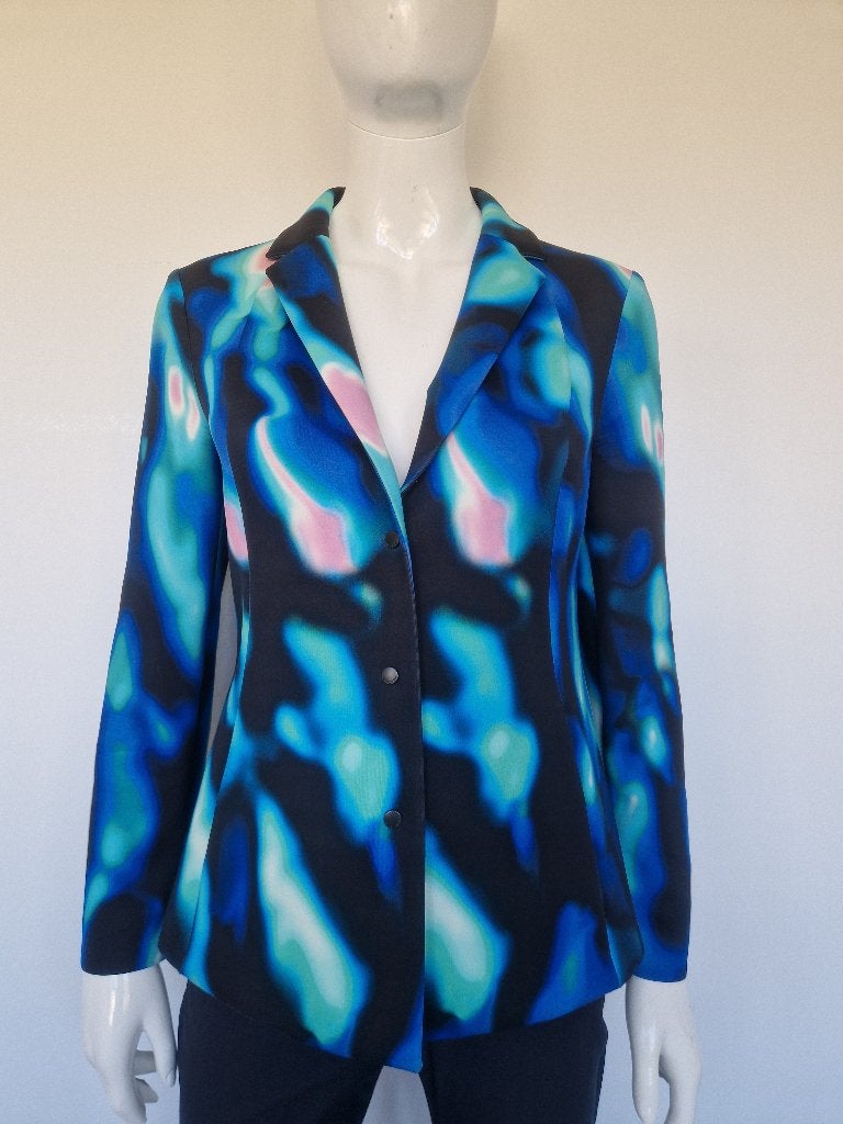 Marc Cain blazer |Maat 38 | Abstracte print, Maat 38/40 (M), Marc Cain, Blauw, Nijmegen