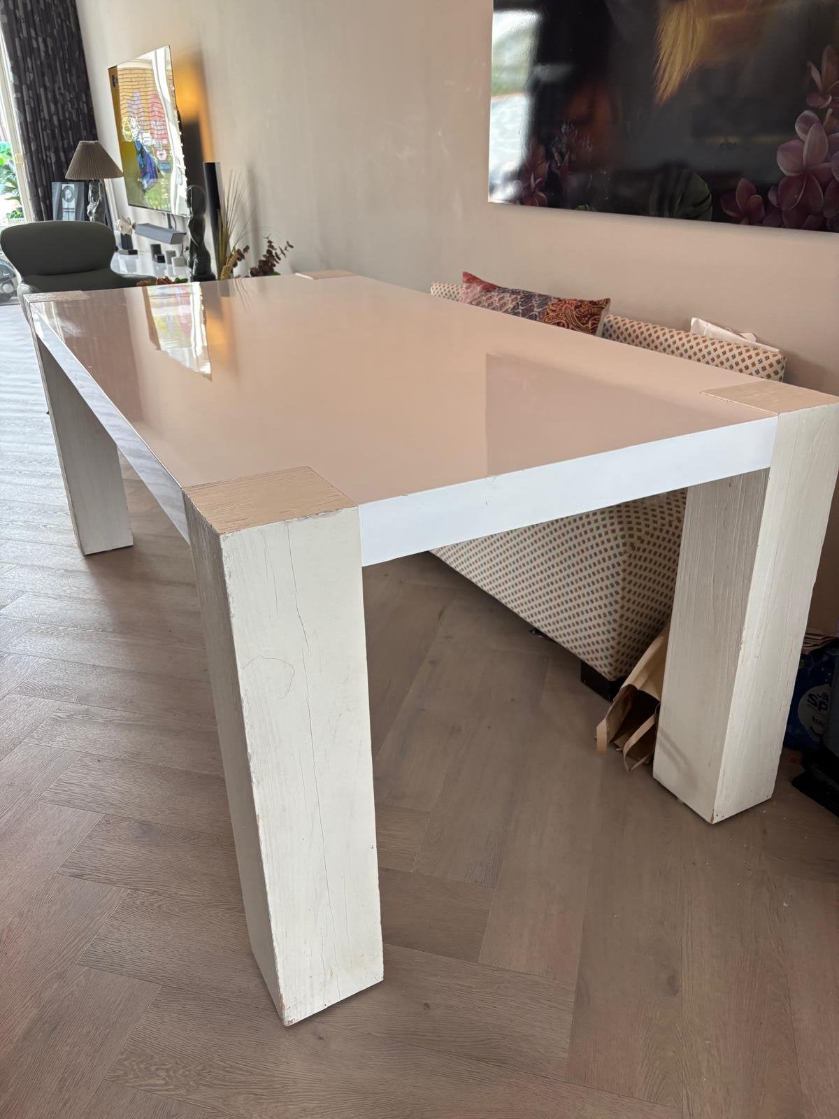 Eettafel  design witte eettafel 200 x 100cm hoogte 78cm, Huis en Inrichting, Tafels | Eettafels, Ophalen, Gebruikt, 150 tot 200 cm