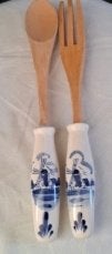 Delfts blauw slabestek met molen decoratie, Gebruikt, Los bestek, Ophalen of Verzenden, Slabestek