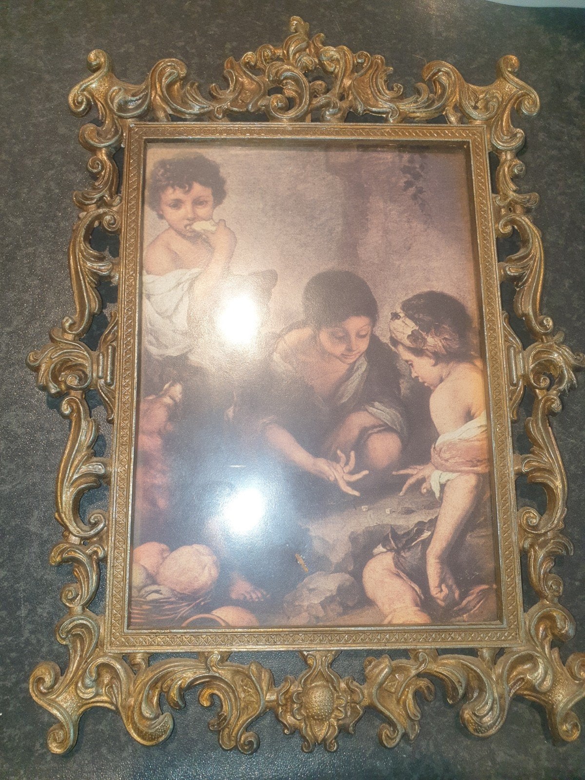 Messing lijst met afbeelding, 26x19cm, Made in Italy, Huis en Inrichting, Woonaccessoires | Lijsten, Ophalen of Verzenden