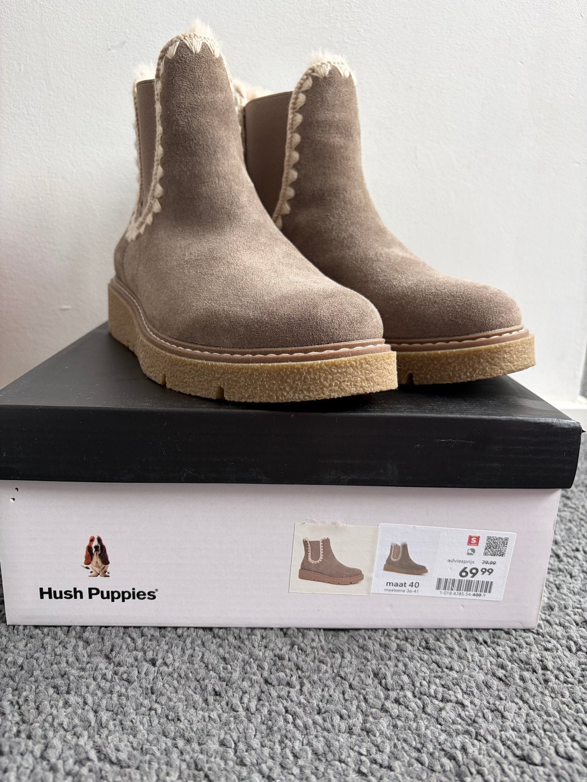 Hush Puppies Enkellaarzen mt 40, Ophalen of Verzenden, Zo goed als nieuw, Beige, Lage of Enkellaarzen