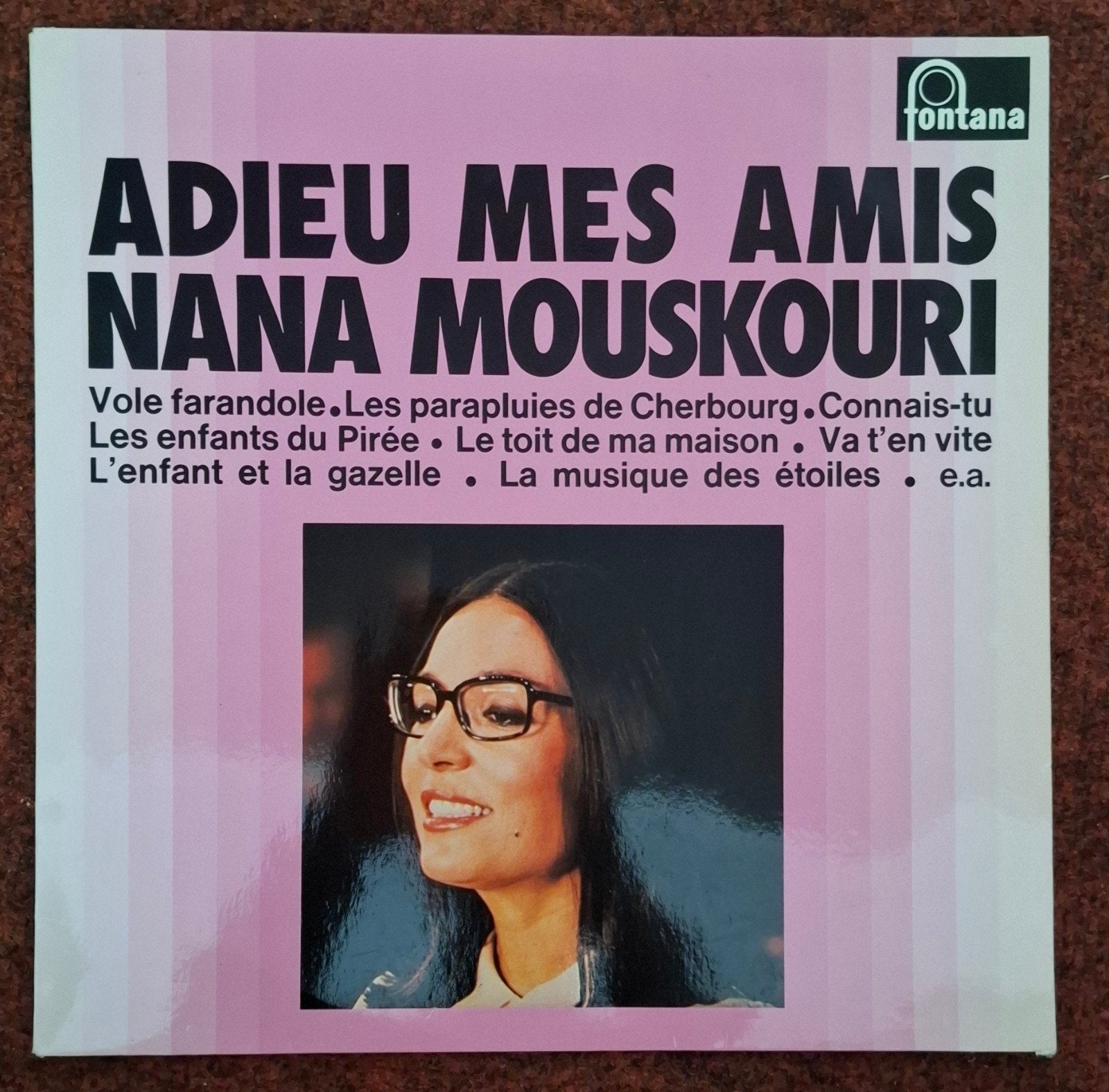 Nana Mouskouri - Adieu Mes Amis LP (Fontana), LP, Gebruikt, Pop, Ophalen of Verzenden