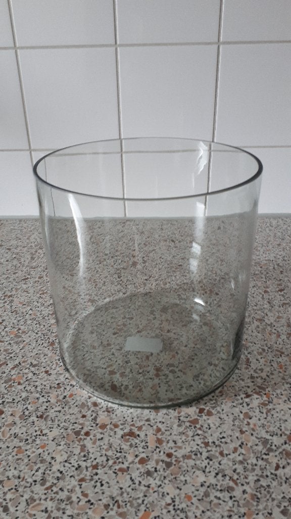 Brede glazen vaas, Huis en Inrichting, Woonaccessoires | Vazen, Ophalen, Transparant, Geschikt voor droogbloemen, 19 cm