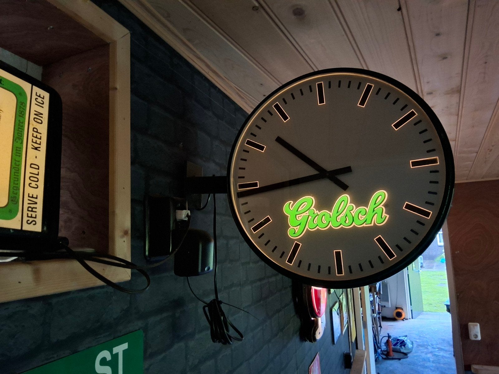 Grolsch Lichtreclame Klok - Dubbelzijdig, Verzamelen, Biermerken, Ophalen of Verzenden, Reclamebord, Plaat of Schild, Grolsch