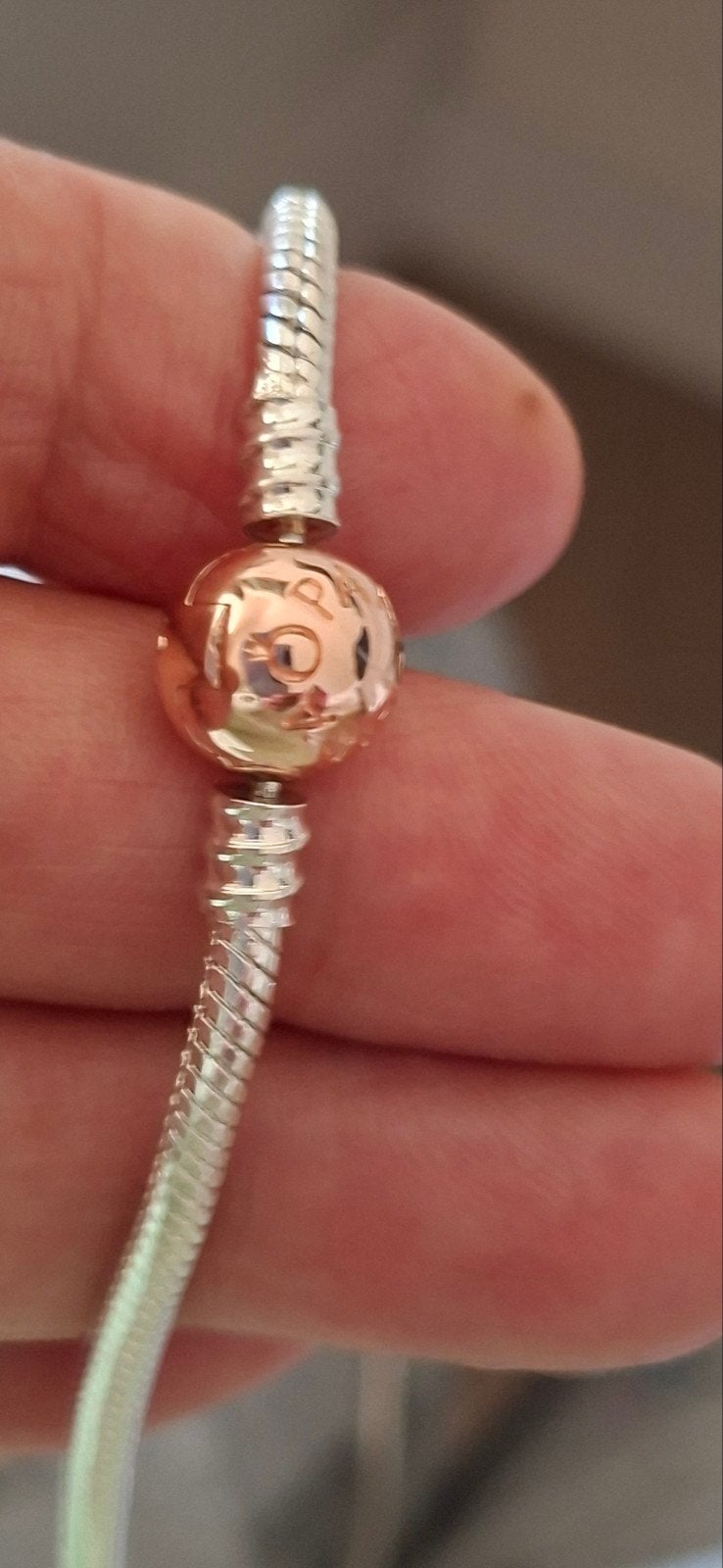 Pandora  ketting met roségouden sluiting, Sieraden, Tassen en Uiterlijk, Armbanden, Ophalen of Verzenden, Zo goed als nieuw, Zilver
