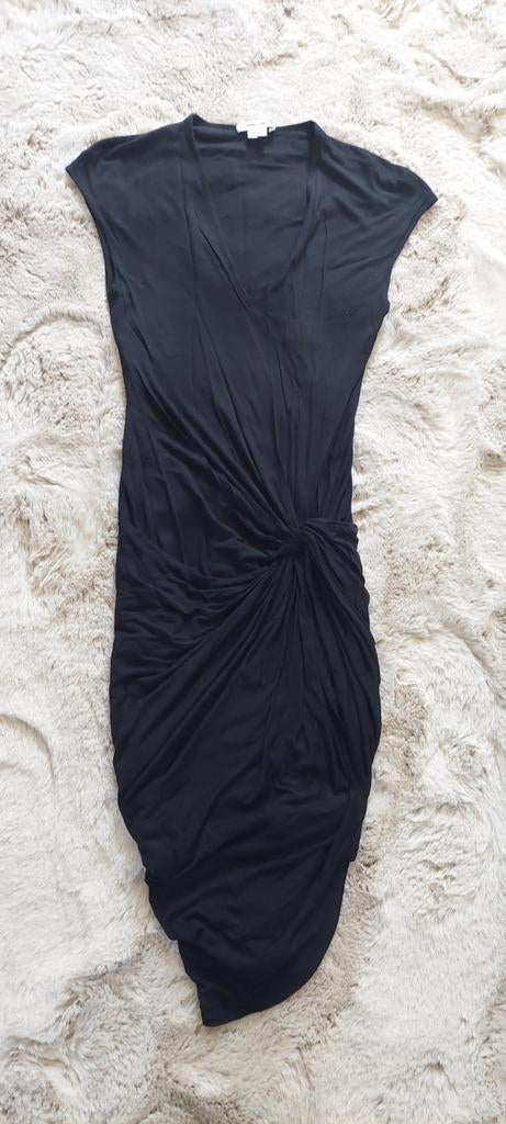 Helmut Lang Zwarte Jurk met Knoopdetail - Maat XS, Helmut Lang, Zwart, Ophalen of Verzenden, Zo goed als nieuw