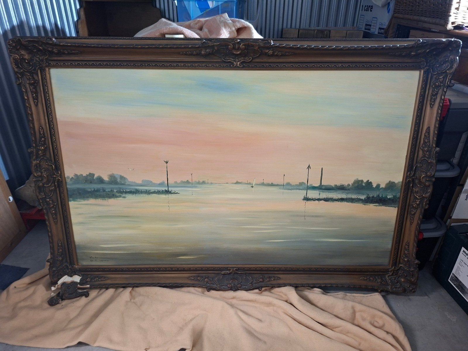 Rijn bij Wageningen, Kunstschilder Henk Poeder (1964, Ede), Ophalen, Paneel, Olieverf, Klassiek