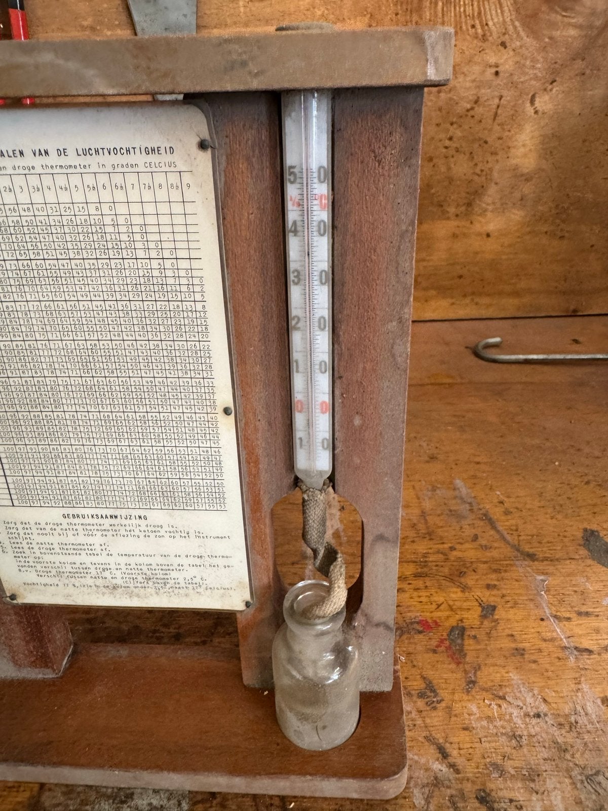 Vintage Psychrometer / Hygrometer - Houten behuizing, Ophalen