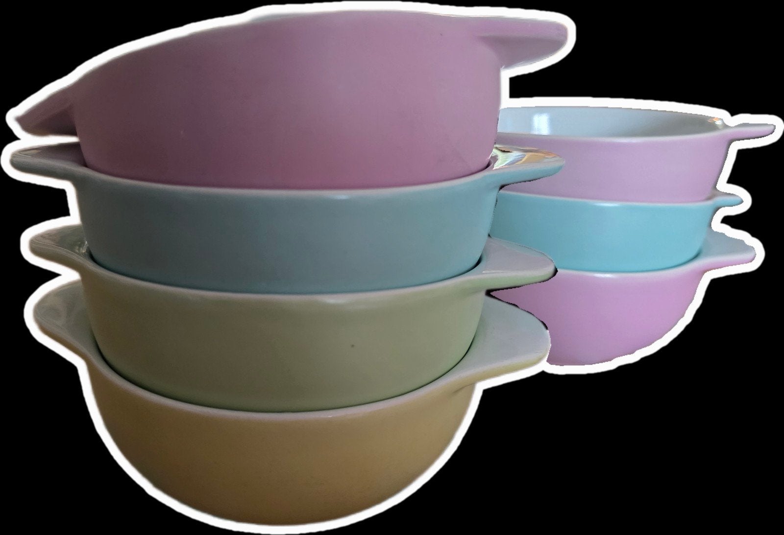 goedewagen kommen vintage retro puntgaaf pastelkleuren, Vintage, Ophalen of Verzenden, Zo goed als nieuw, Kom(men)