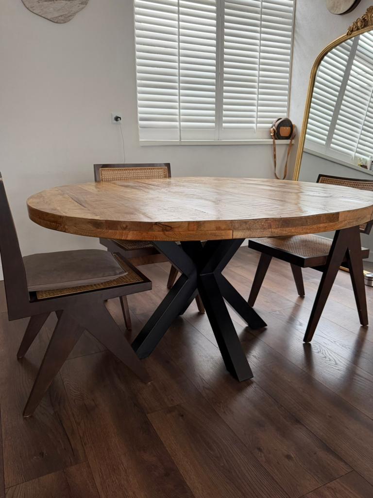 Leen bakker mangohouten eettafel 150x150cm, 100 tot 150 cm, Zo goed als nieuw, Rechthoekig, 50 tot 100 cm