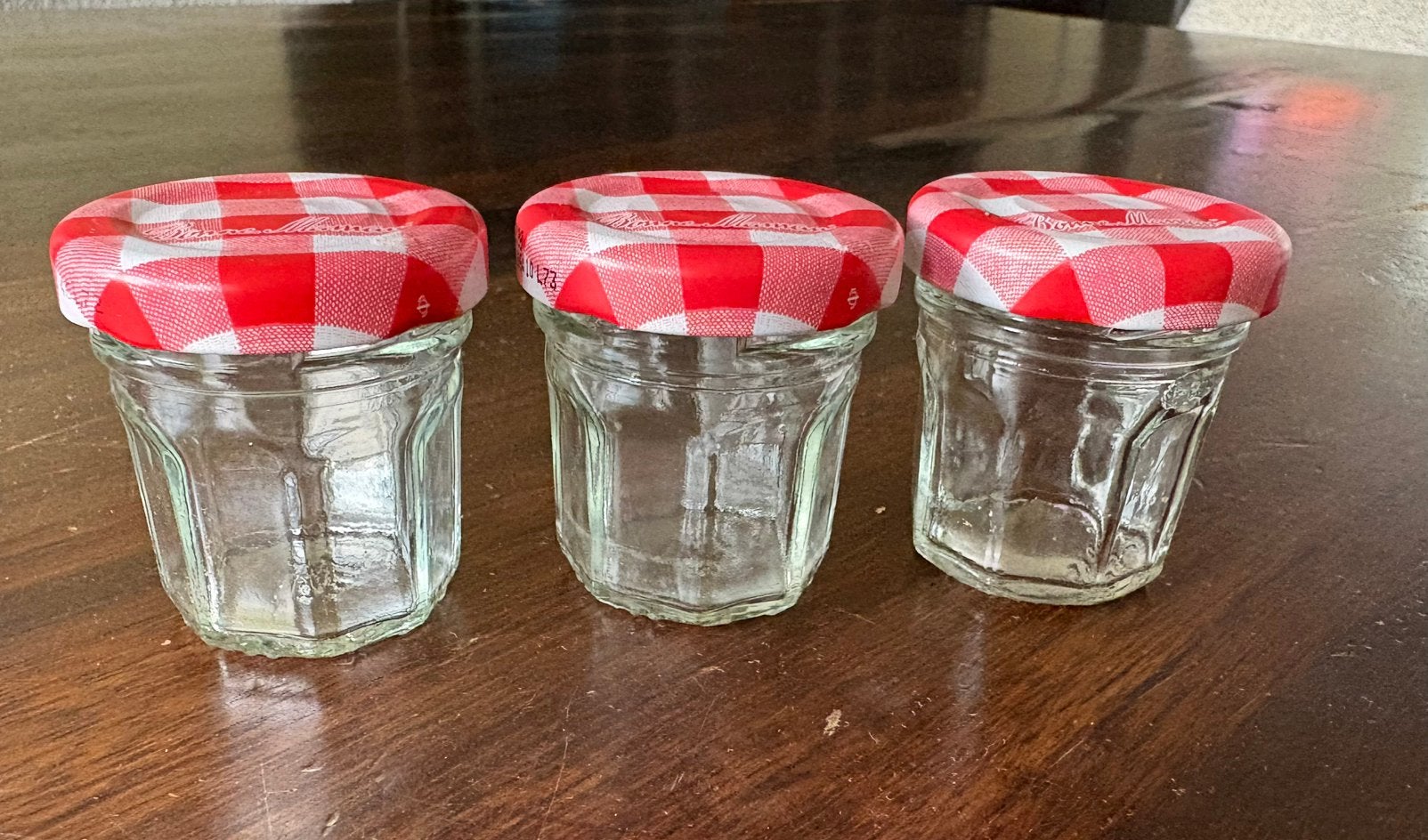 Mini Bonne Maman jampotjes inhoud 30 gram 3 stuks, Overige typen, Ophalen of Verzenden, Vaatwasserbestendig, Glas