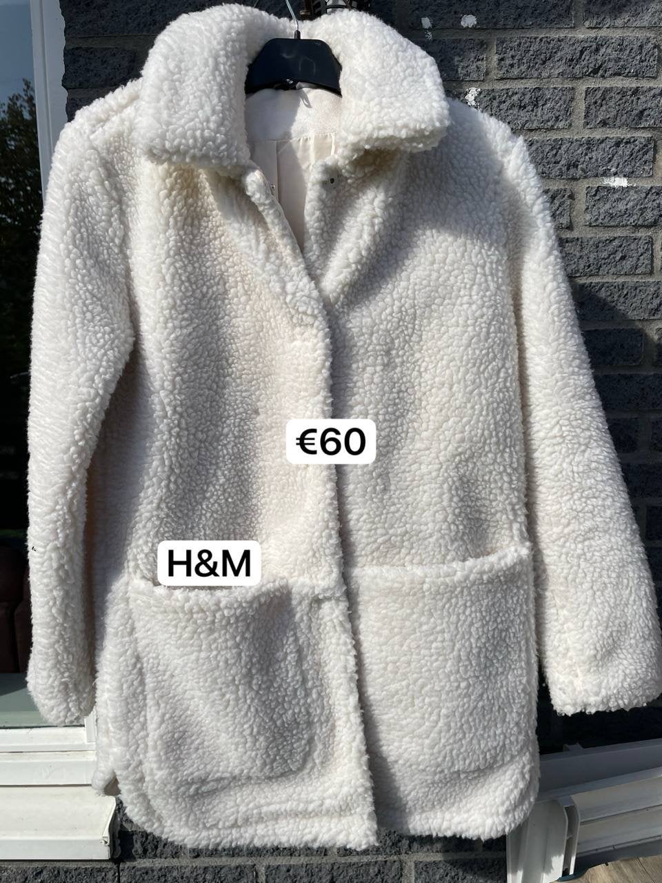H&M Witte Teddy Jas Maat XS, Ophalen of Verzenden, Zo goed als nieuw, Maat 34 (XS) of kleiner, Wit