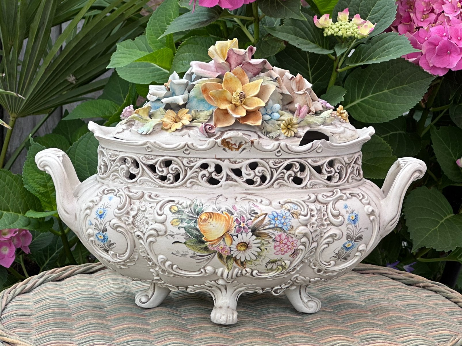 Brocante antieke Italiaanse soepterrine v. Bassano, Ophalen of Verzenden