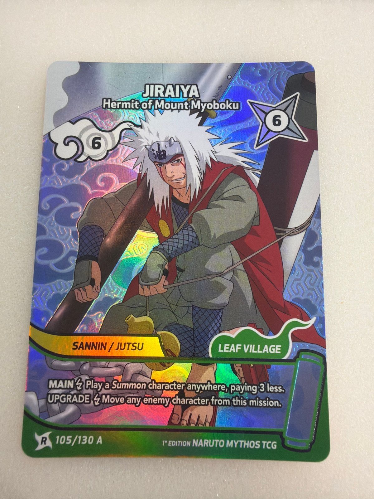 Naruto Mythos TCG Jiraiya Hermit of Mount Myoboku Foil Kaart, Ophalen of Verzenden, Zo goed als nieuw, Losse kaart, Foil