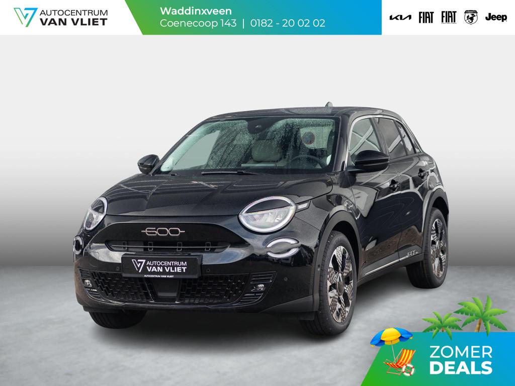 Fiat 600e La Prima 54 kWh | Carplay | Elek. Stoel | Stoelver, Auto's, Fiat, 12 maanden, 156 pk, Adaptive Cruise Control, Zwart
