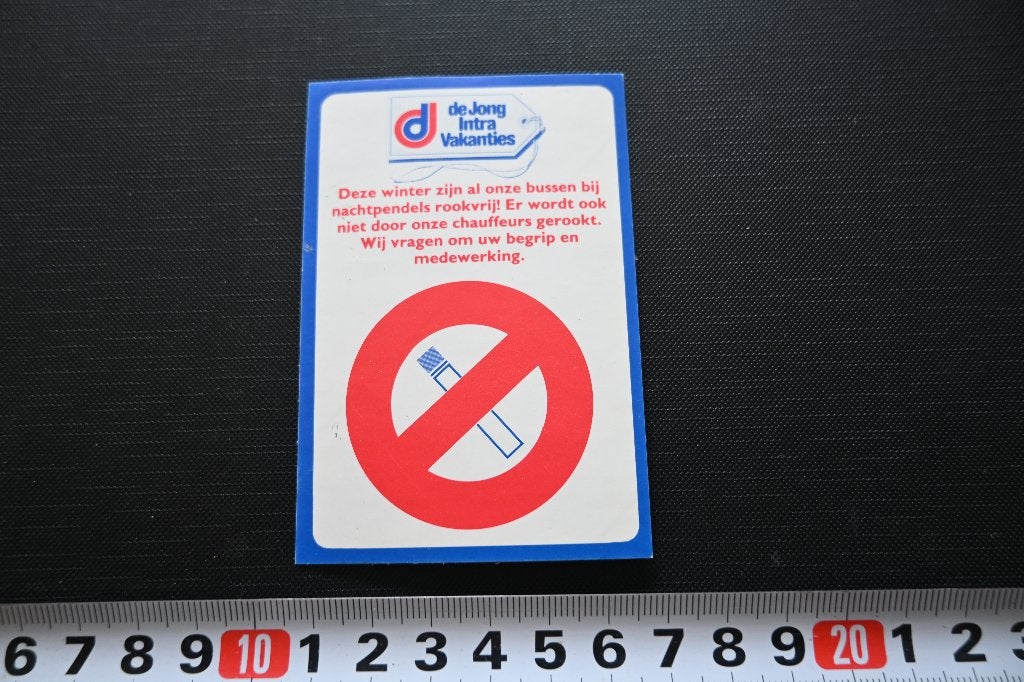 sticker de jong intra vakanties bus nachtpendel rookvrij *, Ophalen, Zo goed als nieuw