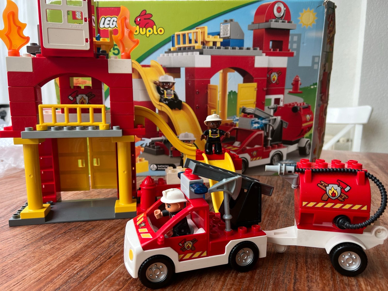 Lego Duplo Brandweerkazerne 6168 met brandweerwagen, Ophalen of Verzenden, Gebruikt, Inclusief instructies, Lego