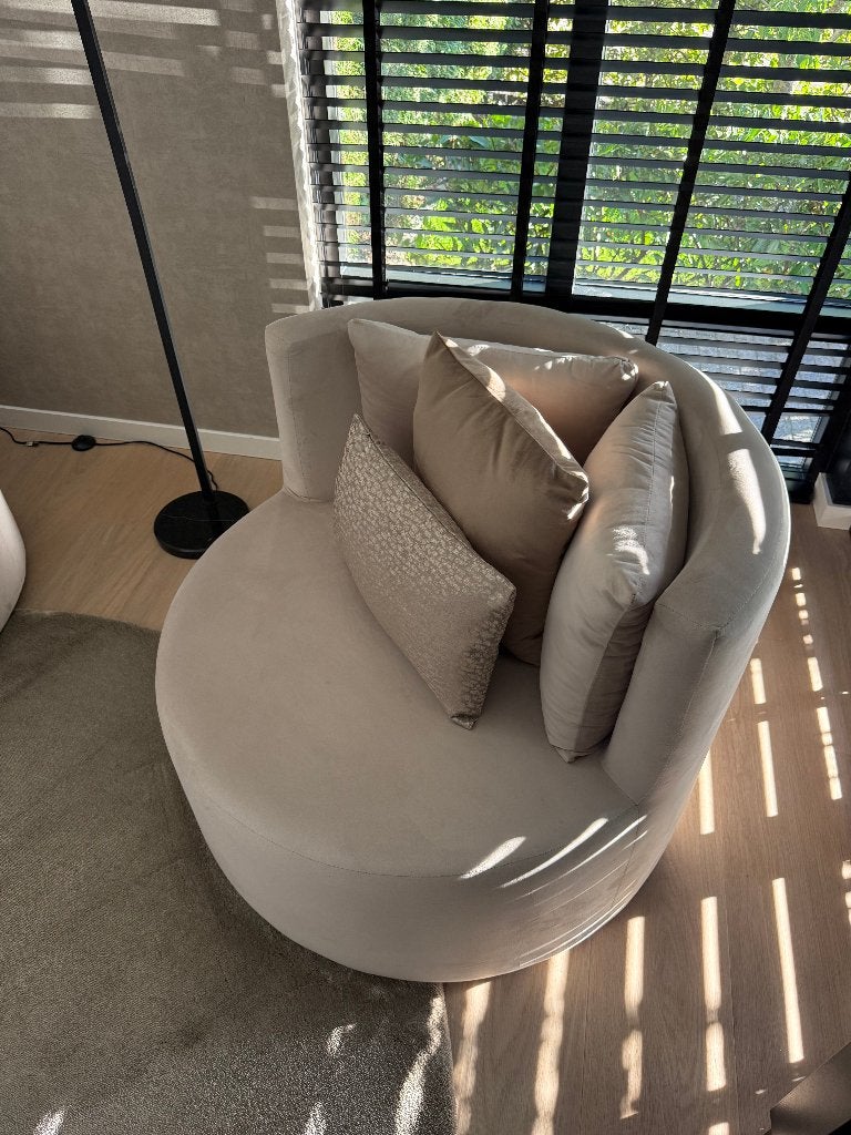 Manzilon Loveseat Velvet Beige (2 stuks), Ophalen, Modern en comfortabel, 75 tot 100 cm, Zo goed als nieuw