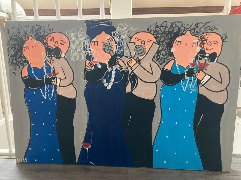 Schilderij Dikke Dames 120x80 - Mooie heldere kleuren, Ophalen of Verzenden