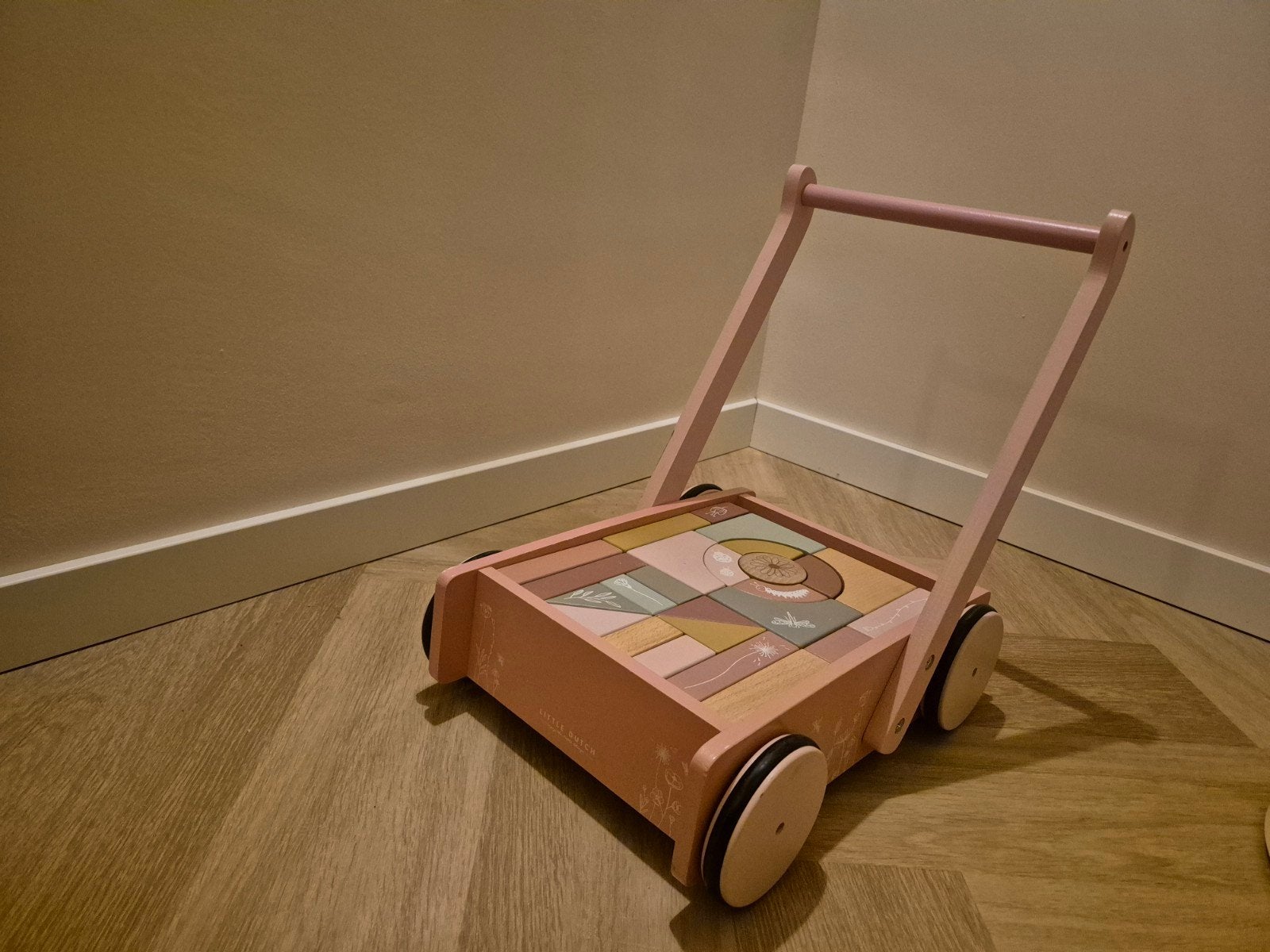 Little Dutch Roze Loopkar met Blokken, Ophalen, Gebruikt, Overige typen, Met wieltjes
