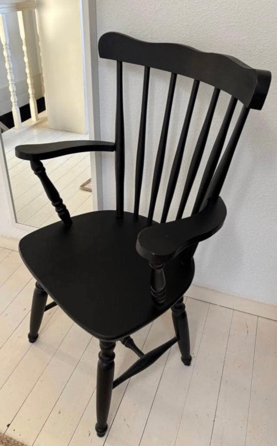 Houten spijlenstoel zwart, Ophalen, Zwart, Eén