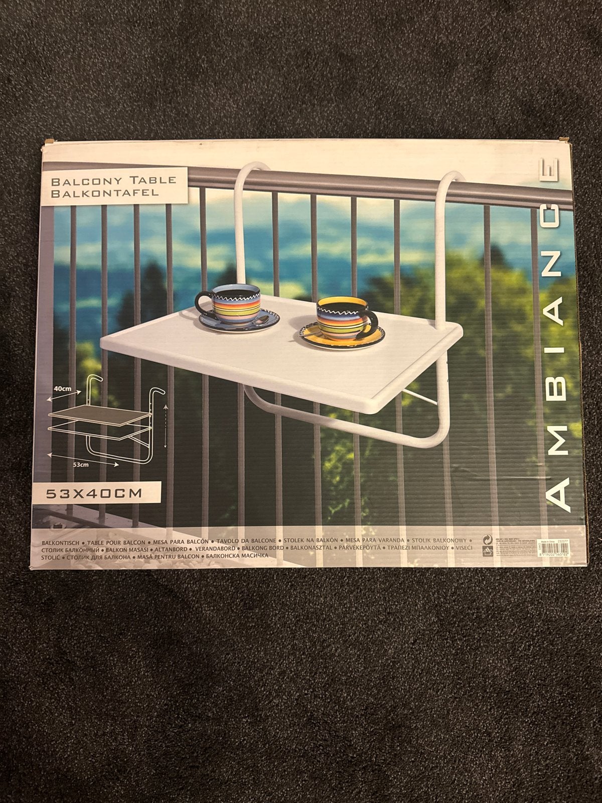 Nieuwe Balkontafel 53x40 cm - Ideaal voor kleine ruimtes, Ophalen, Nieuw, Rechthoekig, Metaal